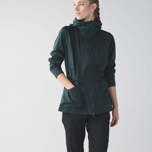 Lululemon Athletica Green Rain Jacket High Collar
